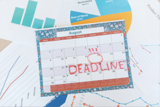 calendrier avec deadline